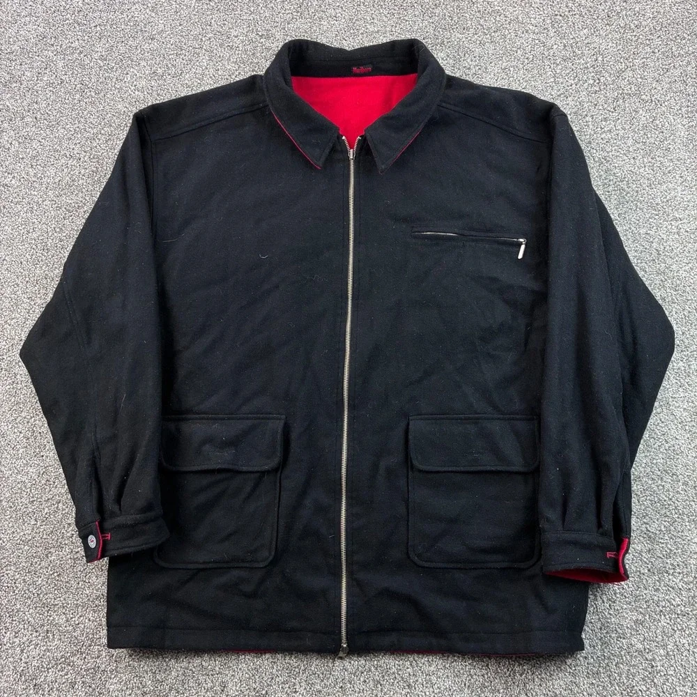 Vintage Marlboro Jacket Mens XL Red Black‎ Full Zip Reversible Wool Smoking - Picture 5 of 7